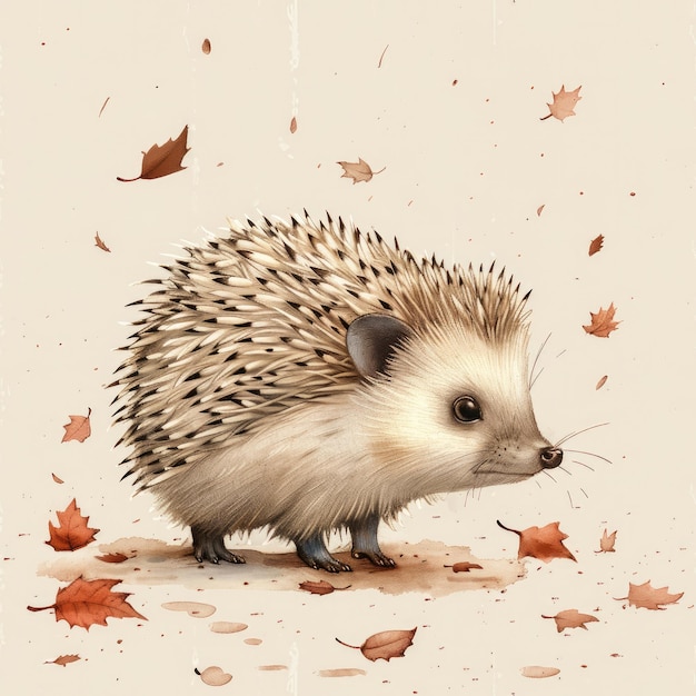 ein Igel steht in den Herbstblättern