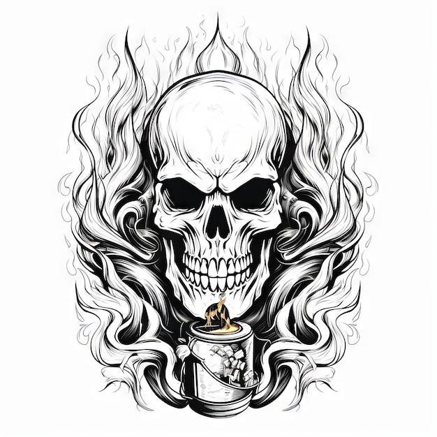 Ein Illustrations-Totenkopf-Tattoo-Design