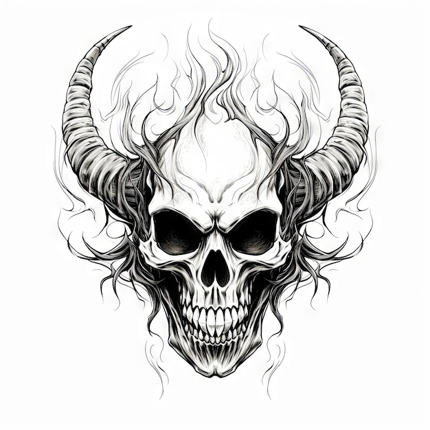 Ein Illustrations-Totenkopf-Tattoo-Design