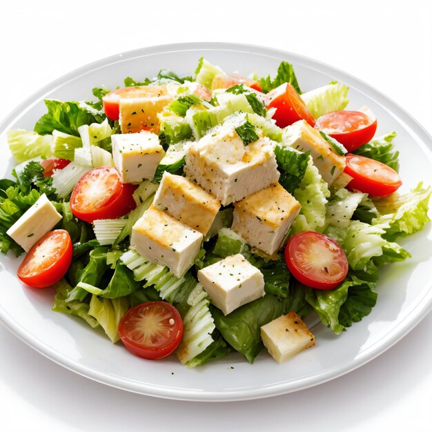 Ein illustrierter realistischer Caesar-Salat auf einem isolierten weißen Hintergrund