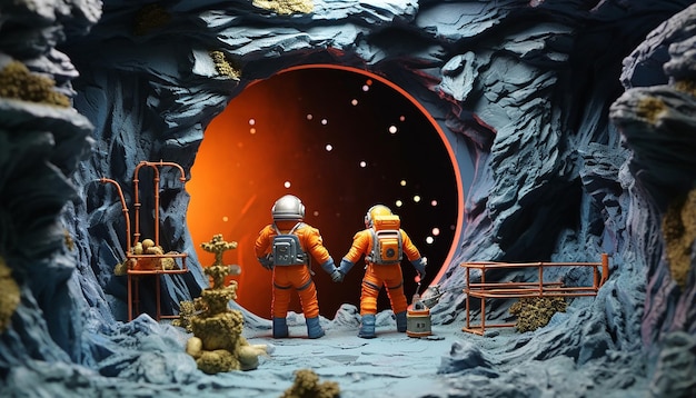 Ein im Weltraum verlorenes Diorama