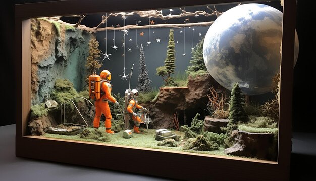 Foto ein im weltraum verlorenes diorama