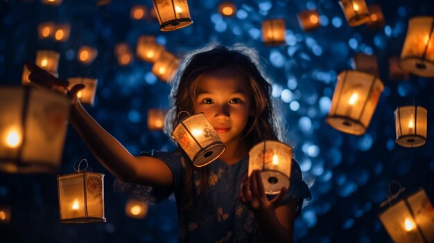 Foto ein indisches mädchen arrangiert diyas während des diwali-festivals