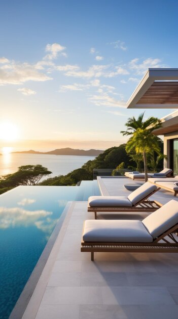 Ein Infinity-Pool und ein atemberaubender Blick auf das Meer bilden die perfekte Kulisse für ein modernes Zuhause