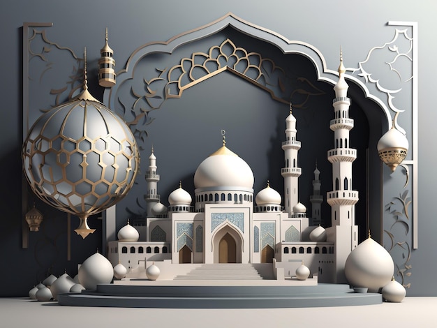 Ein islamischer Hintergrund für eine Moschee in Grau und Schwarz