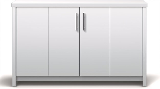 Ein isolierter moderner Schrank, ein Büromöbelstück auf weißem Hintergrund