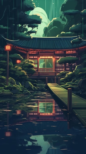 Ein japanisches Haus im Wald