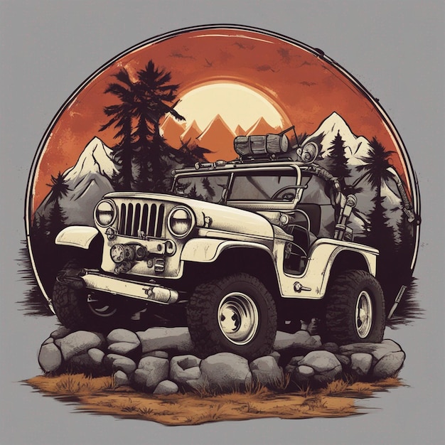 Foto ein jeep-t-shirt-design