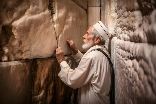 Ein jüdischer Mann betet an der Klagemauer in Jerusalem Generative KI