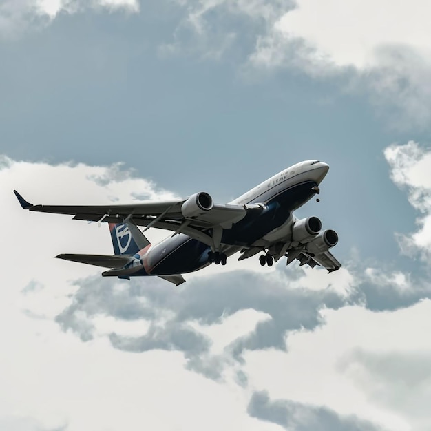 Foto ein jumbo-jet fliegt am himmel