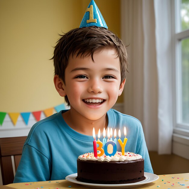 Ein Junge feiert seinen Geburtstag