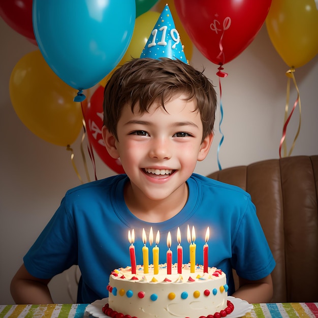 Ein Junge feiert seinen Geburtstag