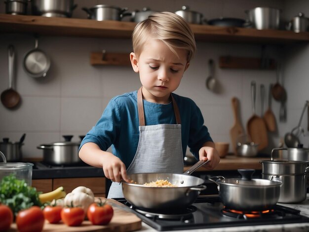 Foto ein junge kocht in der küche