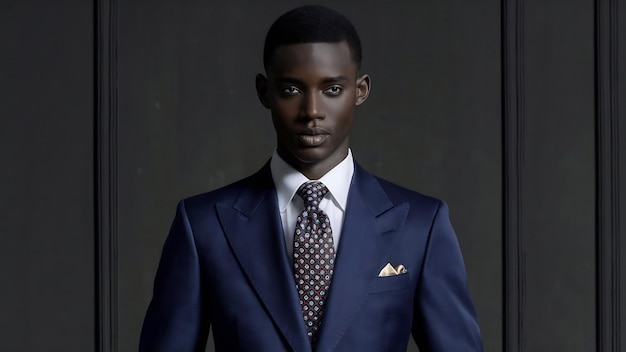 Ein junger afrikanischer Geschäftsmann in einem eleganten Anzug