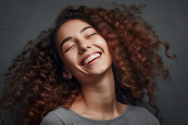 Ein junger Afroamerikaner mit lockigem Haar lächelt