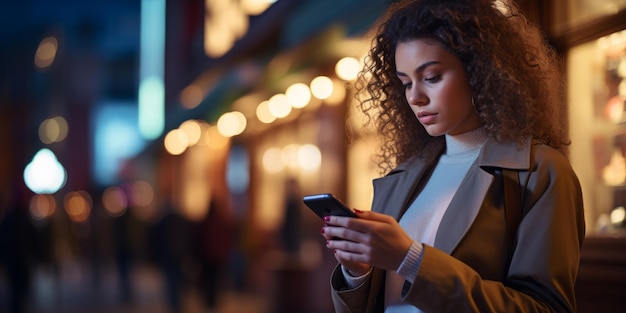 Ein junger Influencer starrt auf sein Telefon. Erstellt mit generativer KI-Technologie