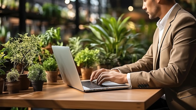 Ein junger Mann benutzt einen Laptop