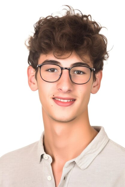 Ein junger Mann mit einer Brille isoliert auf weiß