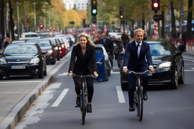 Foto ein junges ehepaar installiert mühelos einen stilvollen und platzsparenden fahrradständer in ihrer gemütlichen wohnung