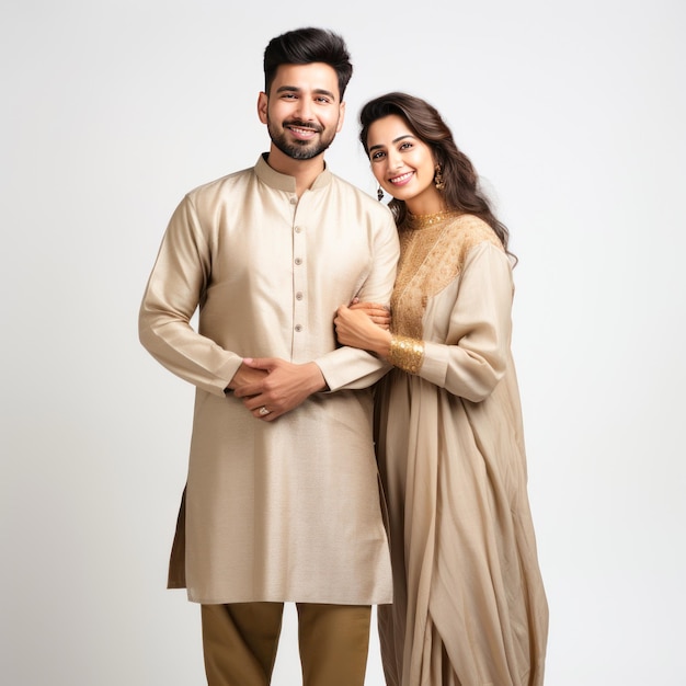 Ein junges indisches Paar in traditioneller Kleidung