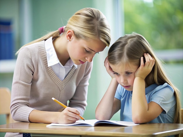Ein junges Mädchen mit einem Schüler
