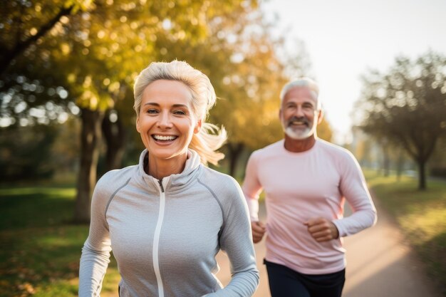 Ein junges Paar geht morgens joggen Generative KI