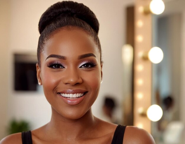 Ein junges schönes schwarzes Mädchen mit schönem Make-up