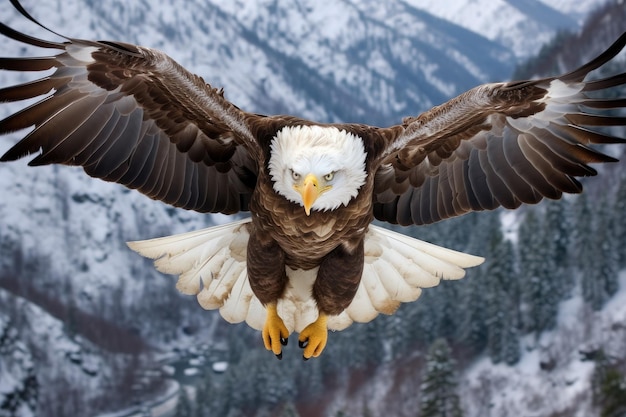 ein kahlköpfiger Adler fliegt in der Luft