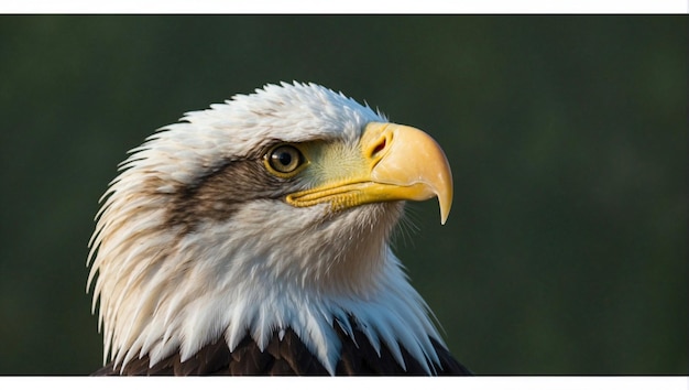 ein kahlköpfiger Adler mit einem gelben Schnabel und einem schwarzen Hintergrund mit einem weißen Rand an der Spitze