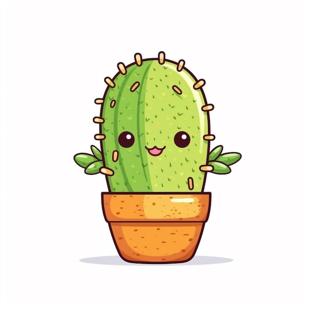 ein Kaktus mit einem Lächeln im Gesicht, der in einem Topf sitzt generative KI