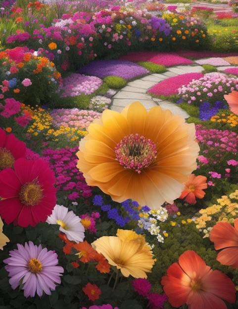 Ein Kaleidoskop aus Blütenblättern, die im Wind tanzen und einen lebendigen und schönen Garten schaffen