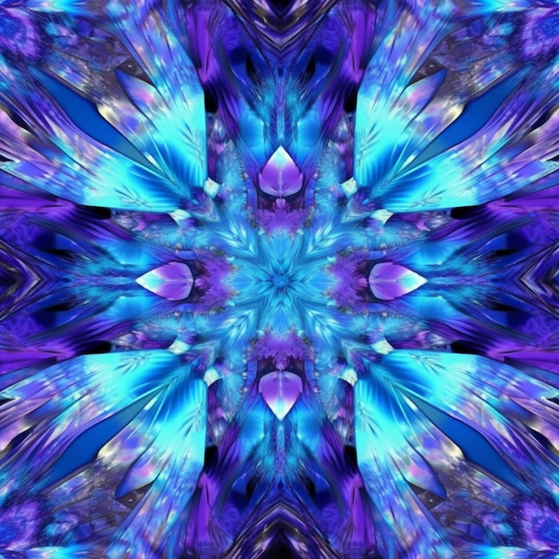 Ein Kaleidoskop aus violetten und blauen Farben ist ein psychedelisches und psychedelisches Design.