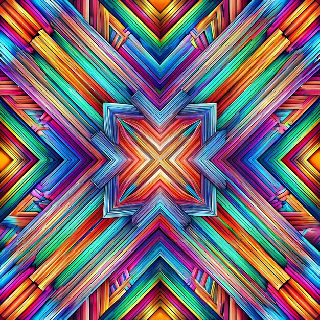 Foto ein kaleidoskop-effekt entsteht durch die mehrfarbigen geometrischen linien, die in richtung zentrum zusammenlaufen