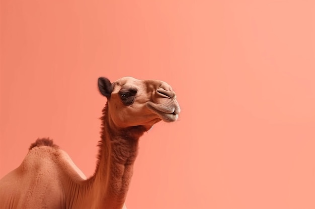 Ein Kamel mit rosa Hintergrund
