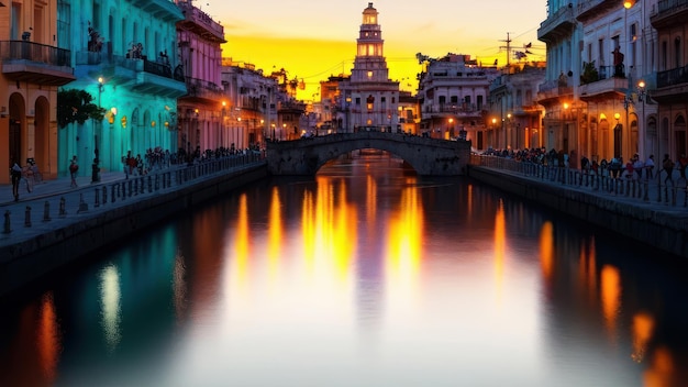 Ein Kanal in Venedig bei Sonnenuntergang