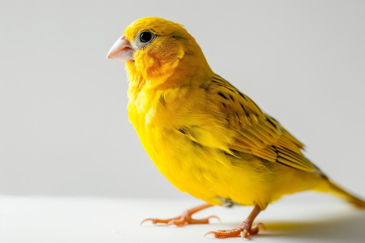 Foto ein kanarienvogel auf weißem hintergrund comport bliss nahaufnahme studio-beleuchtung