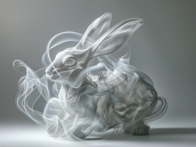 Foto ein kaninchen aus rauch nach dem chinesischen sternzeichen der zwölf sternzeichen
