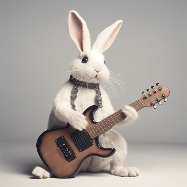 Ein Kaninchen mit einer Gitarre, die sagt: "Ich liebe dich"
