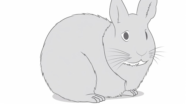 Ein Kaninchen mit langen Schnurrhaaren sitzt auf einer weißen Fläche.