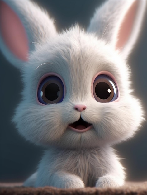 Ein Kaninchen mit rosa und blauen Augen blickt in die Kamera.