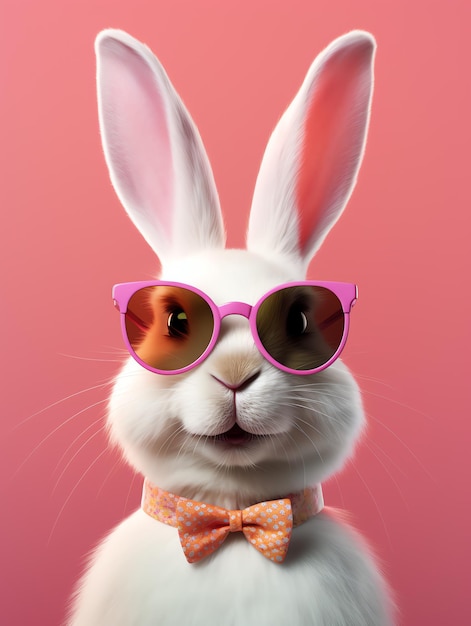 ein Kaninchen mit Sonnenbrille und Fliege