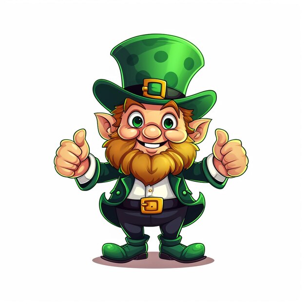 Foto ein karikaturfigur-maskottchen des st. patrick's day, der einen daumen hochgibt