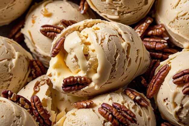 Foto ein kegel aus butter-pecan-eis mit knuspriger pecan-eis