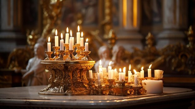 Foto ein kerzenlicht im inneren der kirche strahlt aus