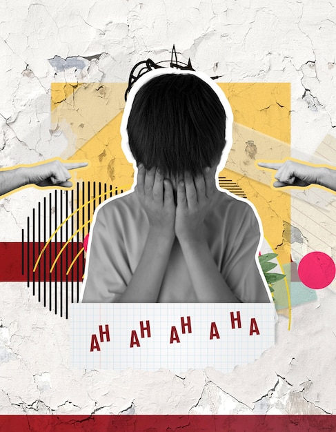 Ein Kind, das gemobbt wird, dargestellt durch eine Collage