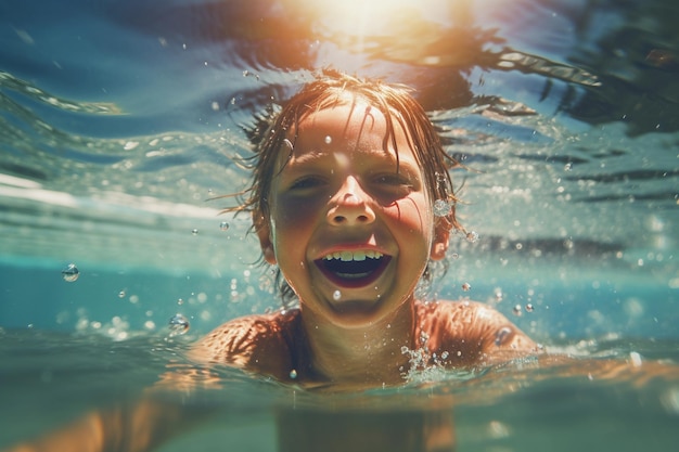 Ein Kind, das Spaß beim Schwimmen in einem Pool hat