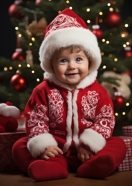 ein Kind im Weihnachtsmannskostüm