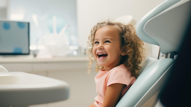 Ein Kind mit einem Zahnarzt in einer Zahnarztpraxis