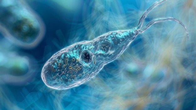 Ein klares Bild eines einzelligen Protozoans, einer Art, die bei Menschen schwere Erkrankungen verursachen kann, zeigt