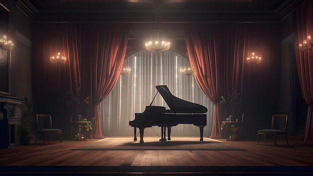 Ein Klavier auf einer Bühne